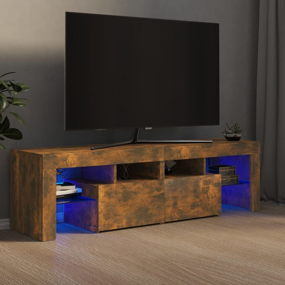 Vidaxl TV skrinka s LED svetlami dymový dub 140x36,5x40 cm